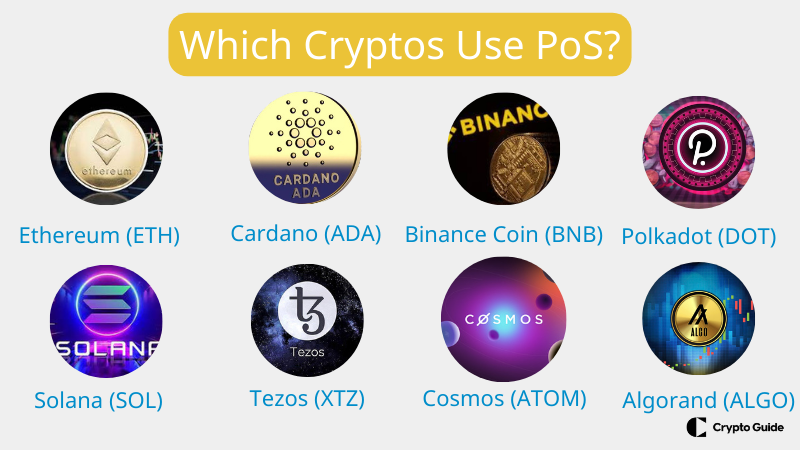 Criptomoedas que usam prova de participação.
