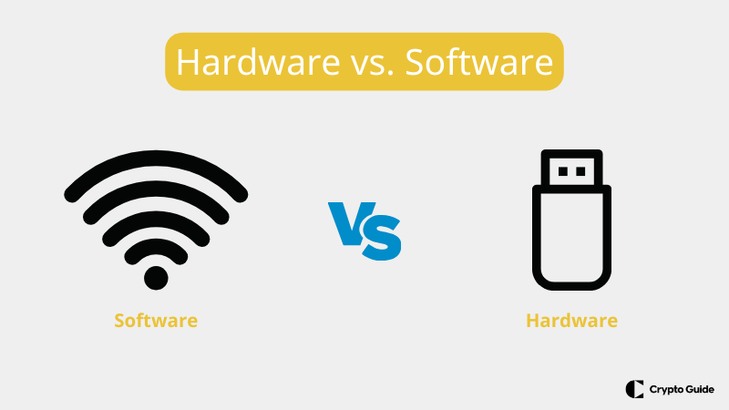 Comparação entre carteiras de hardware e carteiras de software.
