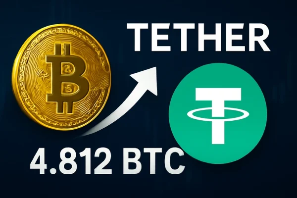 Tether amplia participação em Bitcoin com nova compra de 4.812 BTC