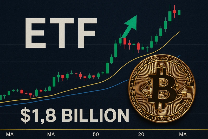 ETFs de Bitcoin à vista nos EUA apresentam forte desempenho com US$ 1,8 bilhão em entradas
