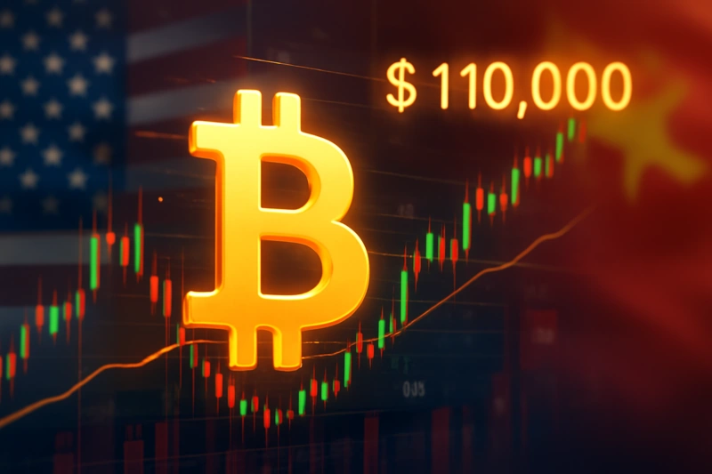 Bitcoin ultrapassa US$ 110.000 com avanços positivos nas negociações comerciais entre EUA e China